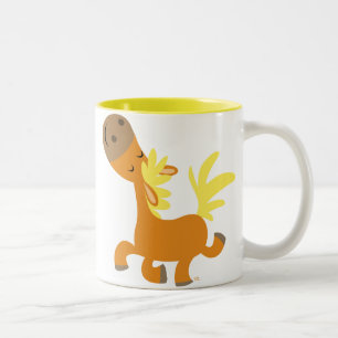 De Café Em Dois Tons Caneca feliz do pônei dos desenhos animados