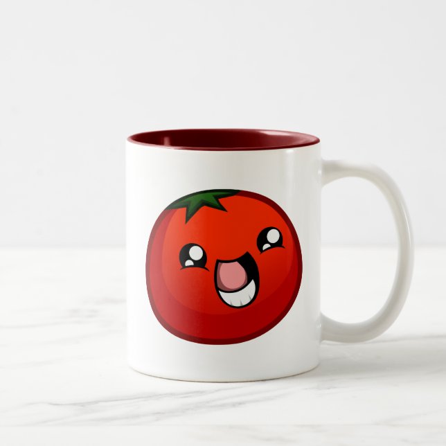 De Café Em Dois Tons Caneca feliz do tomate (Direita)