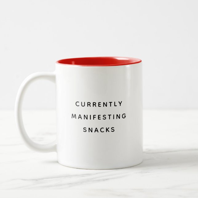 De Café Em Dois Tons Caneca Feliz e Humorística Manifestando Lanches (Esquerda)