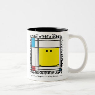 De Café Em Dois Tons caneca feliz mondrian da cara