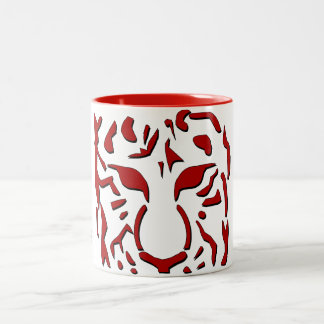 De Café Em Dois Tons Caneca feroz do tigre no vermelho