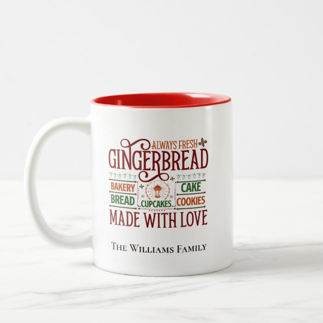 De Café Em Dois Tons Caneca Festiva Personalizada (Esquerda)