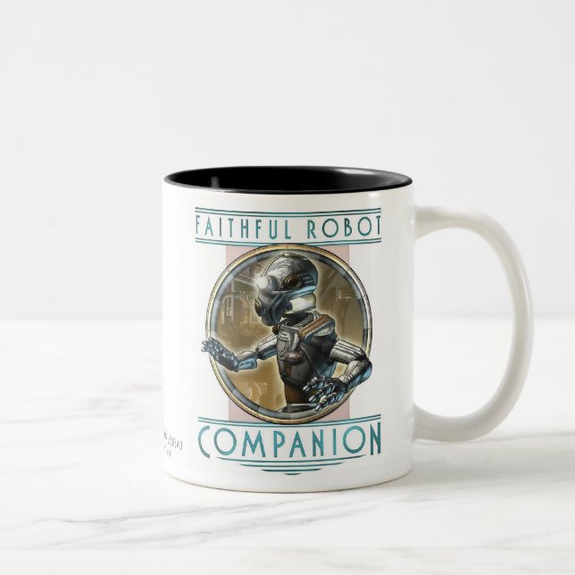 De Café Em Dois Tons Caneca fiel do companheiro do robô (Direita)