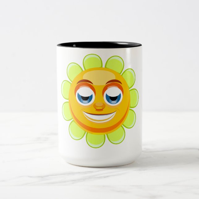 De Café Em Dois Tons Caneca Flor Sorridente (Centro)
