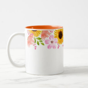 De Café Em Dois Tons Caneca Floral