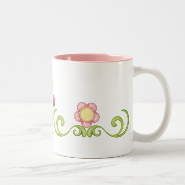 De Café Em Dois Tons Caneca Floral 1 (Direita)