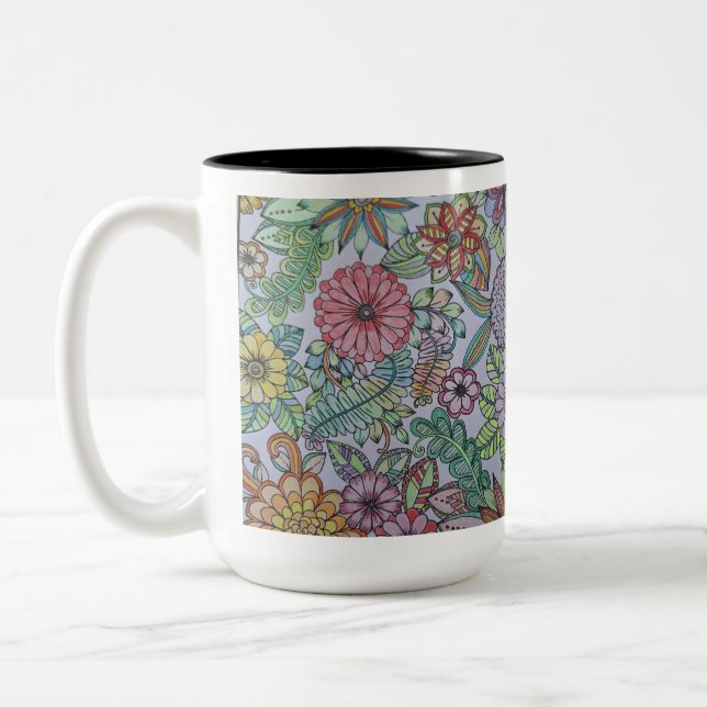 De Café Em Dois Tons Caneca Floral 2 (Esquerda)