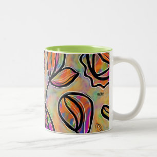 De Café Em Dois Tons Caneca floral abstrata do Pastel