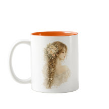 Caneca Floral Boho Menina Trançada