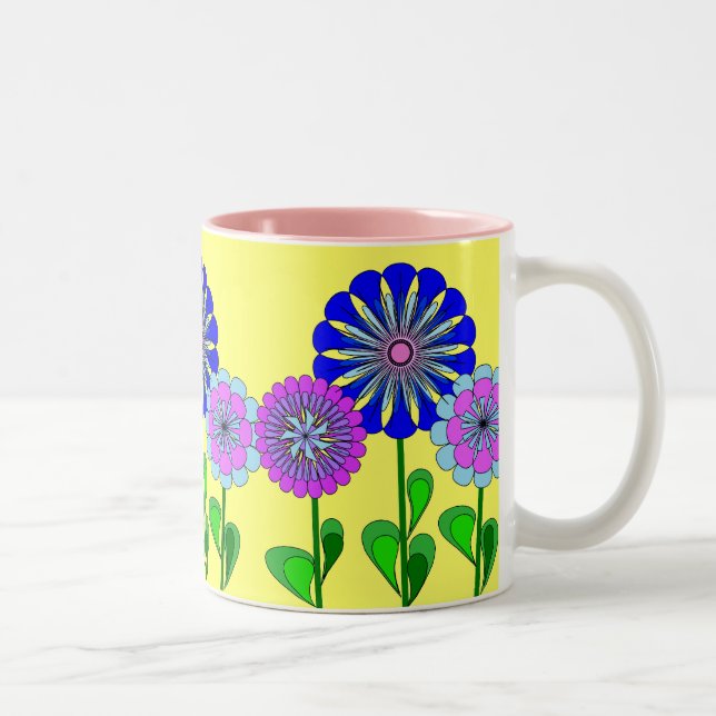 De Café Em Dois Tons Caneca floral bonito (Direita)