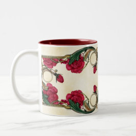 De Café Em Dois Tons Caneca floral da rosa vermelha vermelha