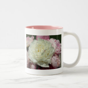De Café Em Dois Tons Caneca floral das peônias cor-de-rosa da peônia