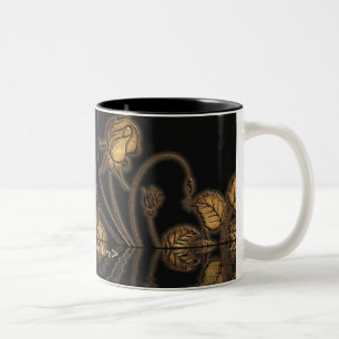 De Café Em Dois Tons Caneca floral das videiras douradas