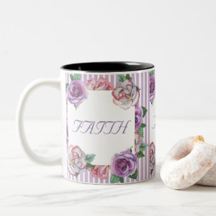 De Café Em Dois Tons Caneca floral do amor da esperança da fé