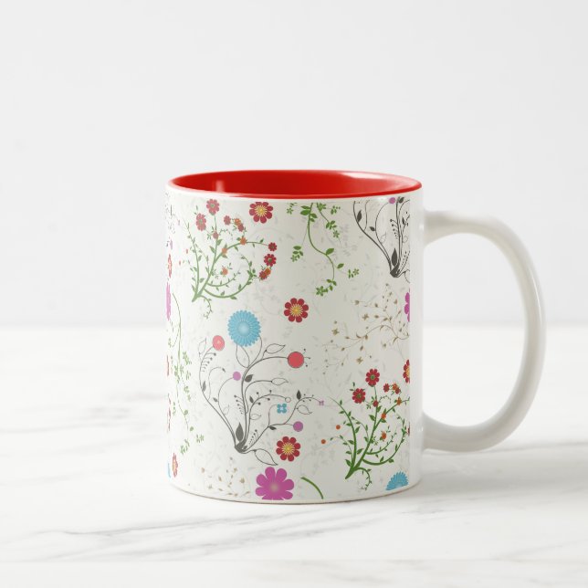De Café Em Dois Tons Caneca floral do Dois-Tom (Direita)
