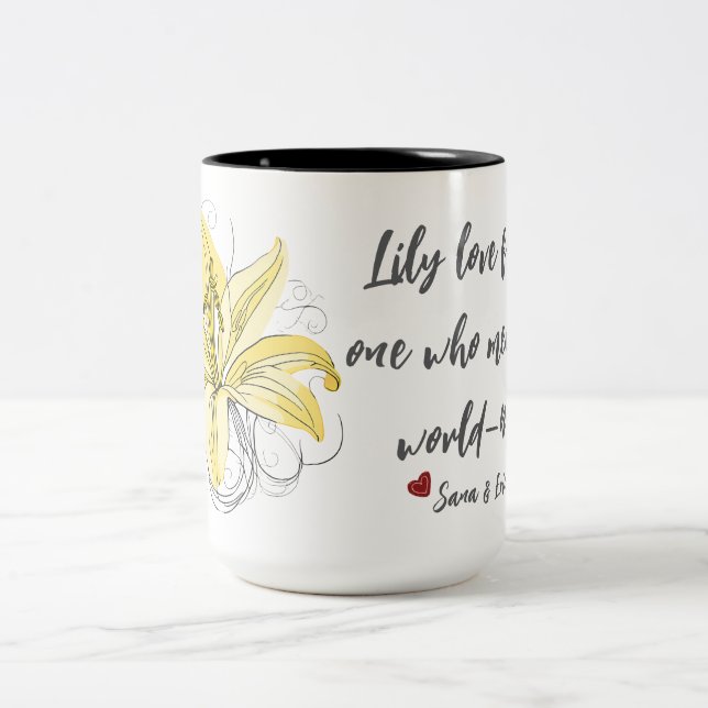 De Café Em Dois Tons Caneca Floral Lily Love – Presente para Mãe (Centro)