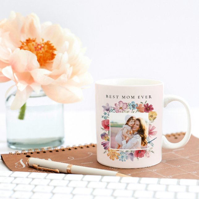De Café Em Dois Tons Caneca Floral Melhor Mãe do Mundo (Criador carregado)