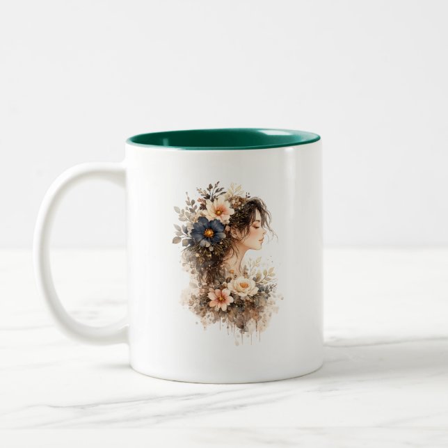 De Café Em Dois Tons Caneca Floral Midnight Bloom (Esquerda)