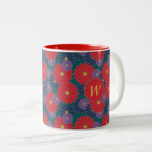 De Café Em Dois Tons Caneca Floral Splashy Outono (Frente Esquerda)