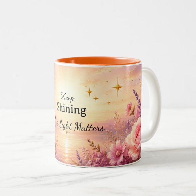 De Café Em Dois Tons Caneca Floral Sunset (Frente Esquerda)