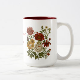 De Café Em Dois Tons Caneca Floral Vintage Personalizada, Presente com
