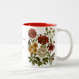 De Café Em Dois Tons Caneca Floral Vintage Personalizada, Presente com