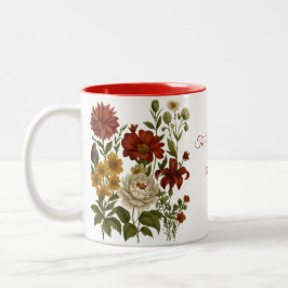 De Café Em Dois Tons Caneca Floral Vintage Personalizada, Presente com