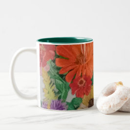 De Café Em Dois Tons Caneca - flores para iluminar suas manhãs