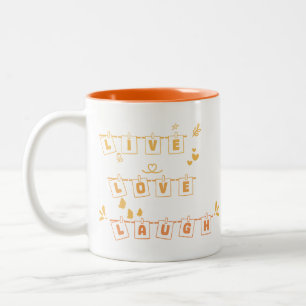De Café Em Dois Tons Caneca Fofo Anotado Live Love Laugh