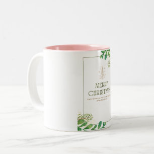 De Café Em Dois Tons Caneca Folha Verde Feliz Natal