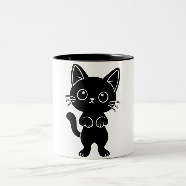 De Café Em Dois Tons Caneca gatinho preto (Centro)