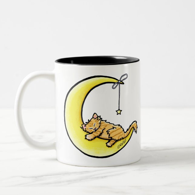 De Café Em Dois Tons Caneca Gato Malhado Amor Lunar (Esquerda)