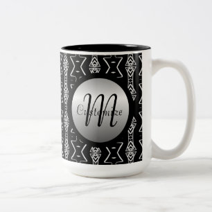 De Café Em Dois Tons Caneca geométrica preta & branca dos triângulos