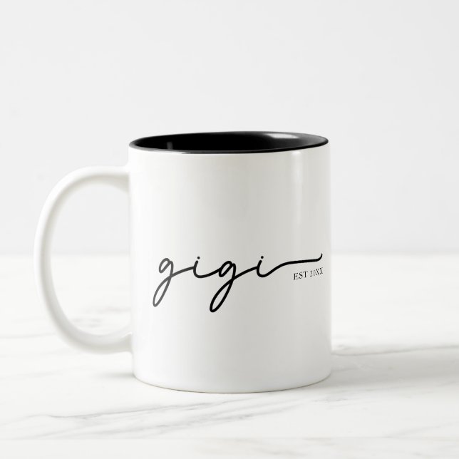 De Café Em Dois Tons Caneca Gigi Est 20XX – Presente Personalizado para (Esquerda)