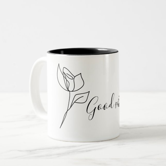 De Café Em Dois Tons Caneca "Good Vibes" Rosa (Frente Esquerda)