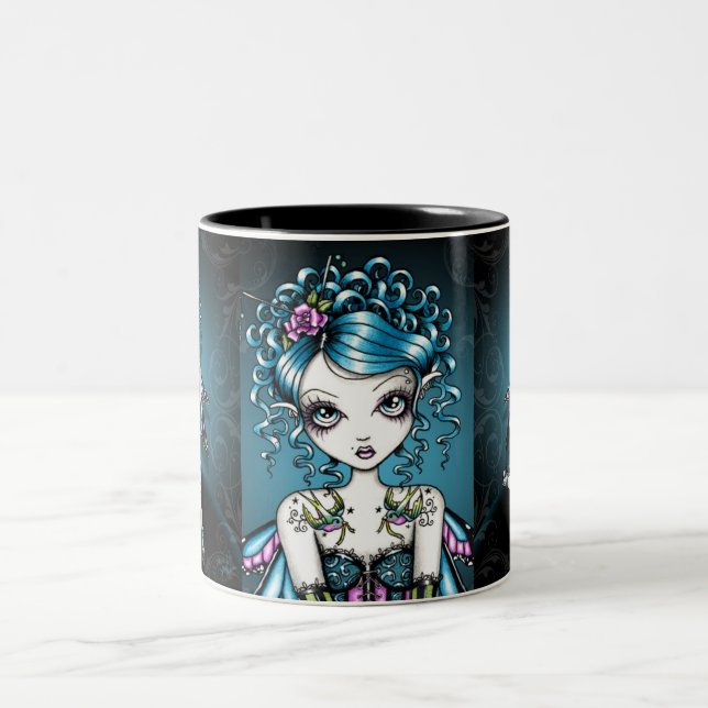De Café Em Dois Tons Caneca gótico da fada do tatuagem da andorinha do (Centro)