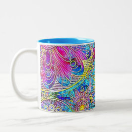 De Café Em Dois Tons Caneca Gráfica Azul e Rosa