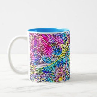 De Café Em Dois Tons Caneca Gráfica Azul e Rosa