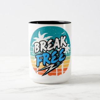 De Café Em Dois Tons Caneca Gráfica Retro 'Libertar'