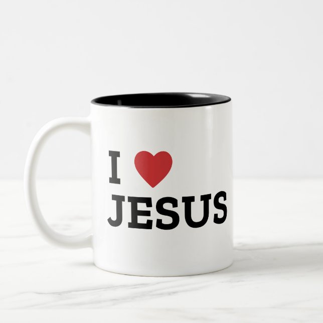 De Café Em Dois Tons Caneca I Love Jesus Two-Tone, 444 ml (Esquerda)