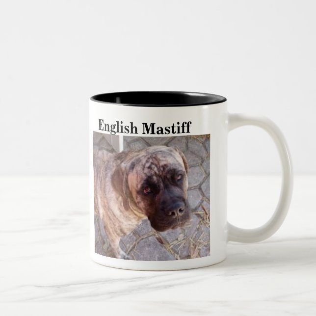 De Café Em Dois Tons Caneca inglesa do Mastiff - personalizada (Direita)