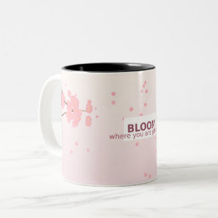 De Café Em Dois Tons Caneca Inspiradora – Floresça Onde Você Está