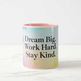 De Café Em Dois Tons Caneca Inspiradora – "Sonhe Grande. Trabalhe Duro.