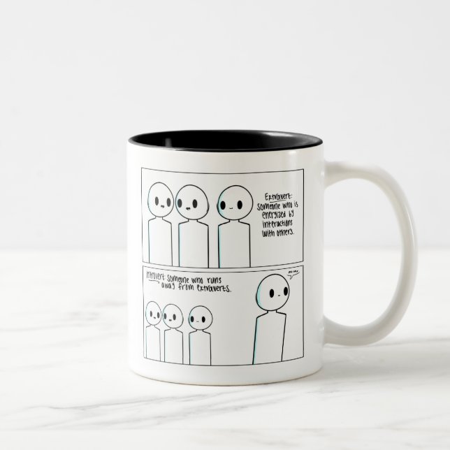 De Café Em Dois Tons Caneca introvertida extravertida engraçada (Direita)