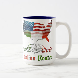 De Café Em Dois Tons Caneca italiana americana das raizes