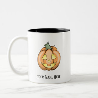 De Café Em Dois Tons Caneca “Jackie The Pumpkin” Personalizável