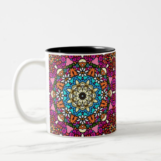 De Café Em Dois Tons Caneca Jardim Groovy Flower Power (Esquerda)