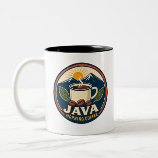 De Café Em Dois Tons Caneca Java Morning Coffee Retro Badge Tom Duplo