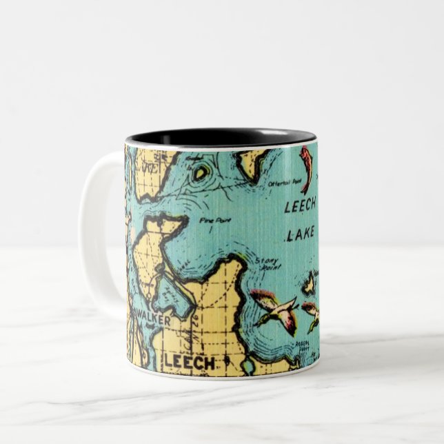 De Café Em Dois Tons Caneca Leech Lake Minnesota (Frente Esquerda)