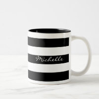 Caneca listrada preto e branco personalizada